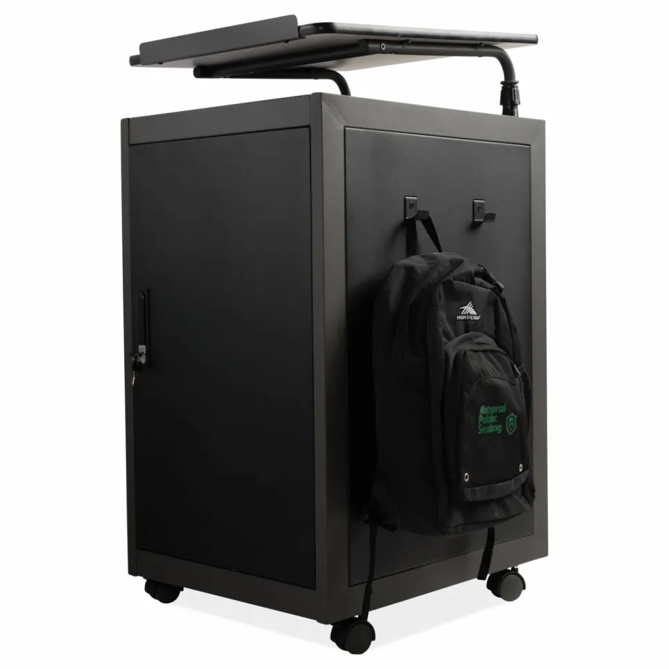 Oklahoma Sound Teacher's WorkPod Lectern, 20 x 24 x 41, Charcoal Slate/Black