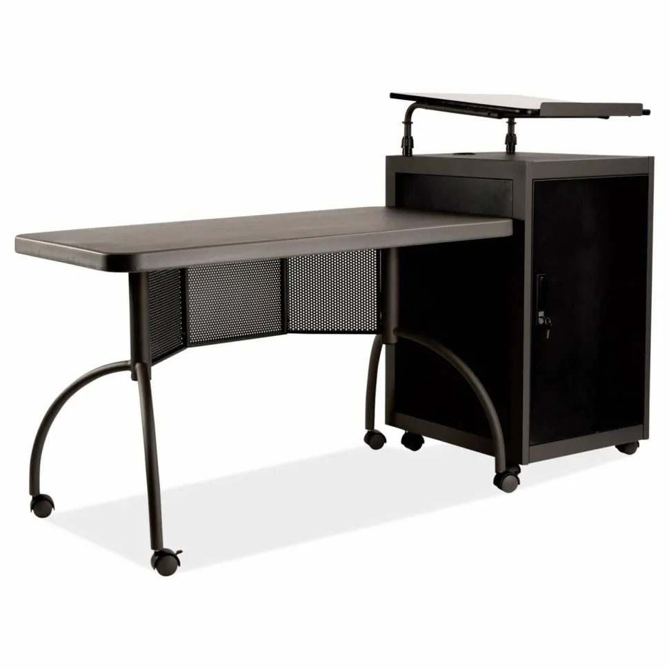 Oklahoma Sound Teacher's WorkPod Desk and Lectern Kit, 68" x 24" x 41", Charcoal Gray