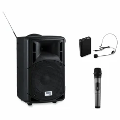 Oklahoma Sound Wireless PA System with Wireless Headset Microphone, 40 W, Black