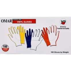 Omar Disposable Powder-Free Vinyl General-Purpose Gloves, Large, Clear, 100 Gloves Per Box