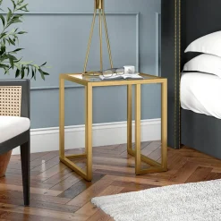 Oscar 20" Wide Square Side Table in Brass