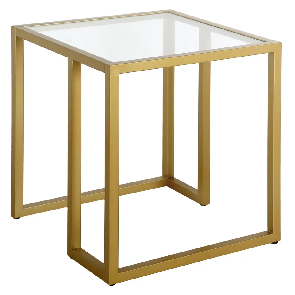 Oscar 20" Wide Square Side Table in Brass