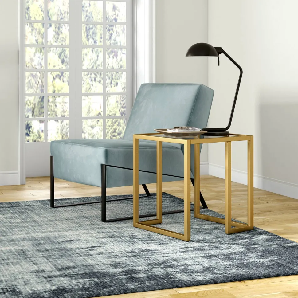 Oscar 20" Wide Square Side Table in Brass