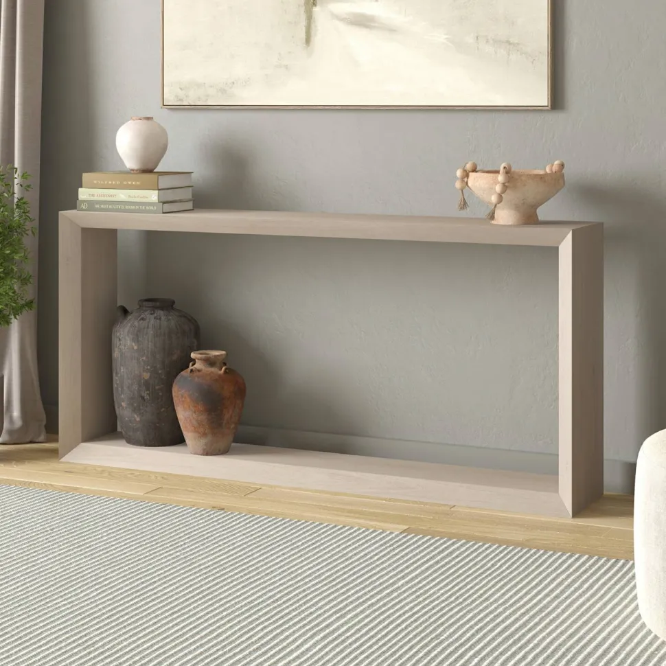 Osmond 64" Wide Rectangular Console Table in Alder White