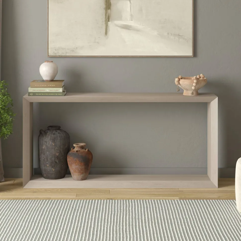 Osmond 64" Wide Rectangular Console Table in Alder White