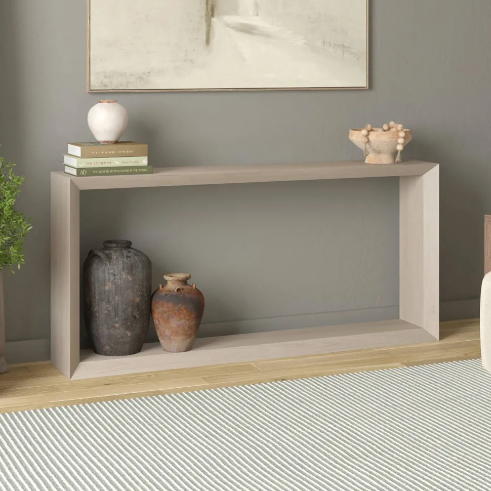 Osmond 64" Wide Rectangular Console Table in Alder White