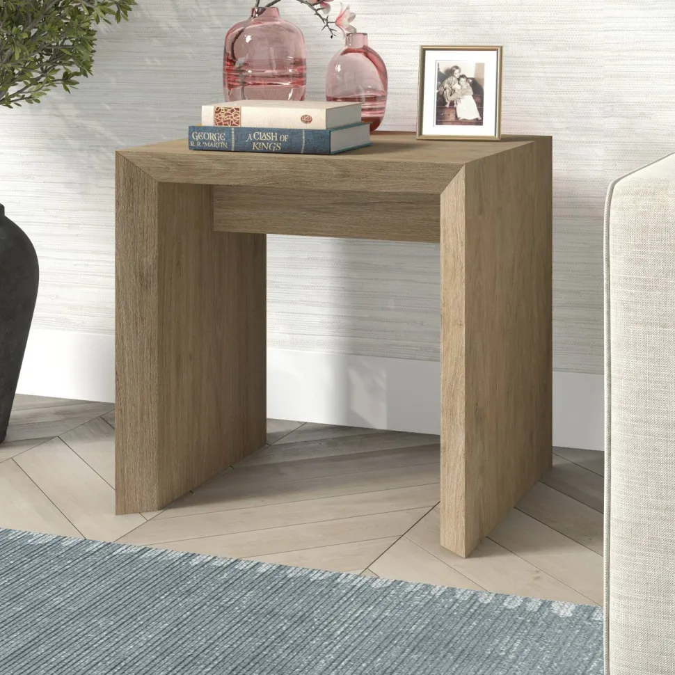 Oswin 22" Wide Rectangular Side Table in Antiqued Gray Oak