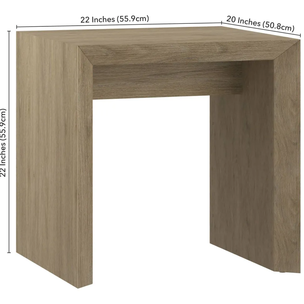 Oswin 22" Wide Rectangular Side Table in Antiqued Gray Oak