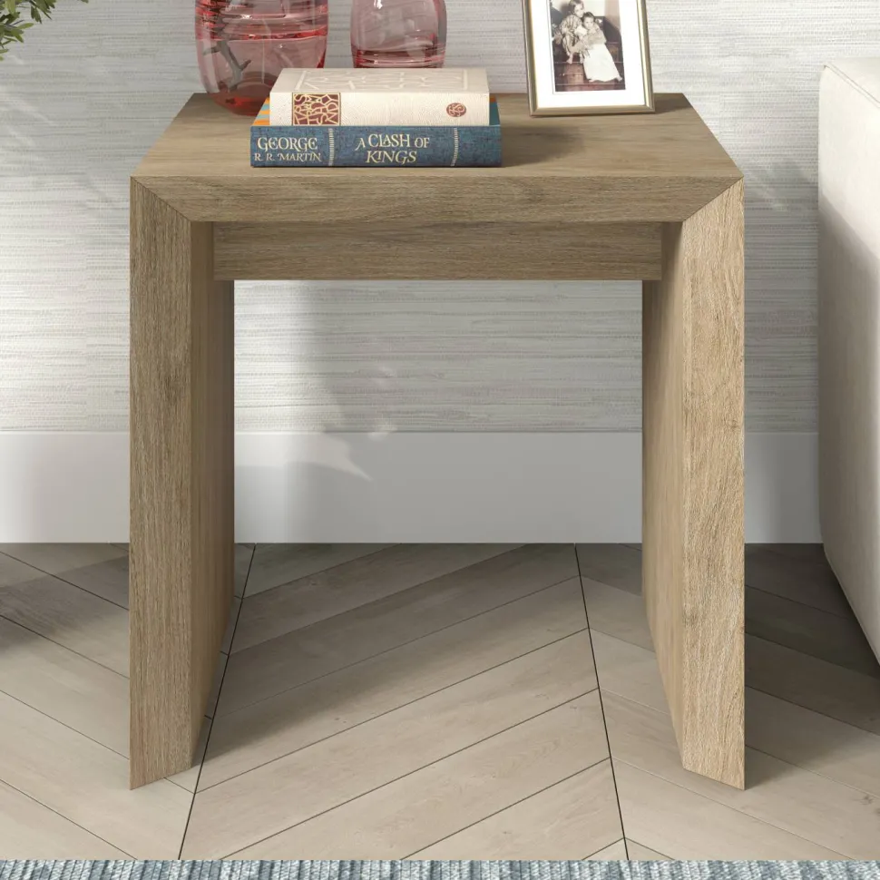 Oswin 22" Wide Rectangular Side Table in Antiqued Gray Oak