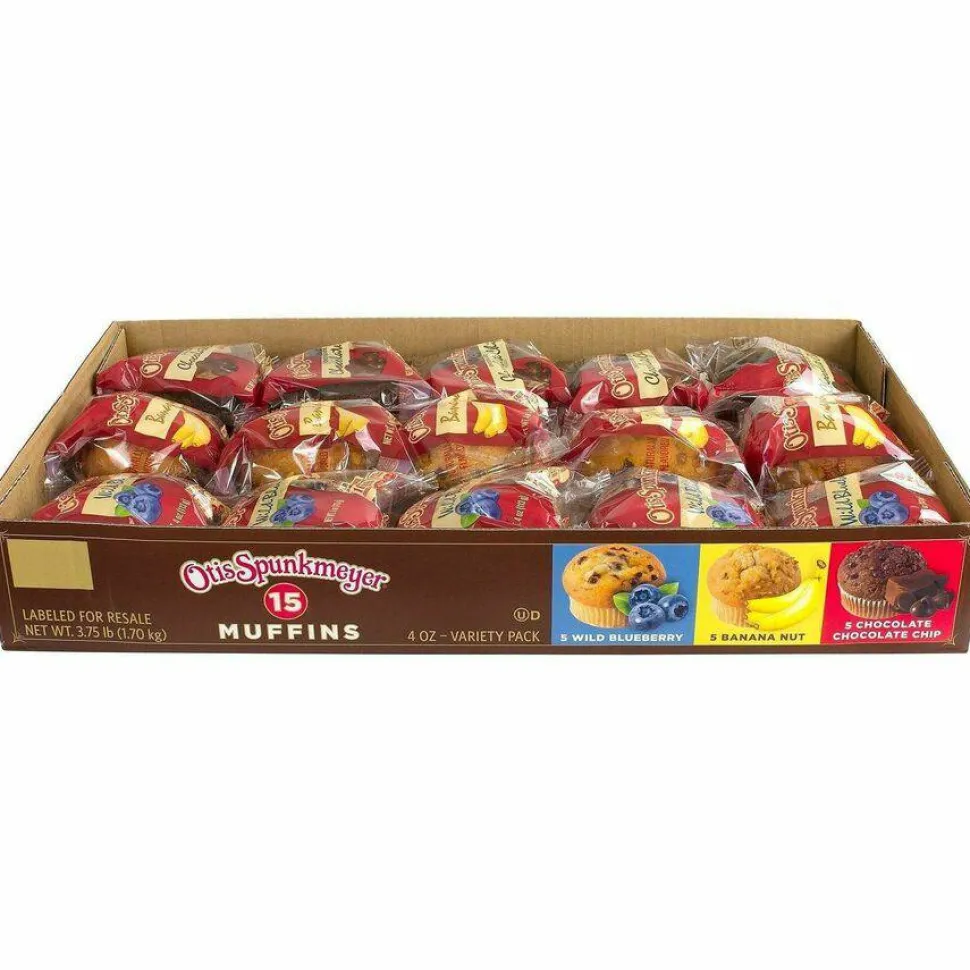 Otis Spunkmeyer Muffins Variety Pack, Assorted Flavors, 4 oz Pack, 15 Packs/Carton