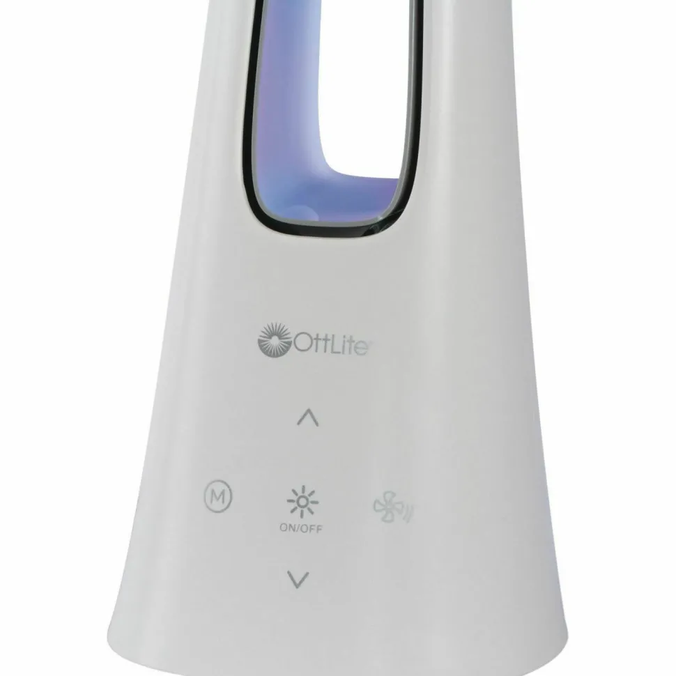 OttLite Cool Breeze Fan Lamp, 15" to 26.5" High, White