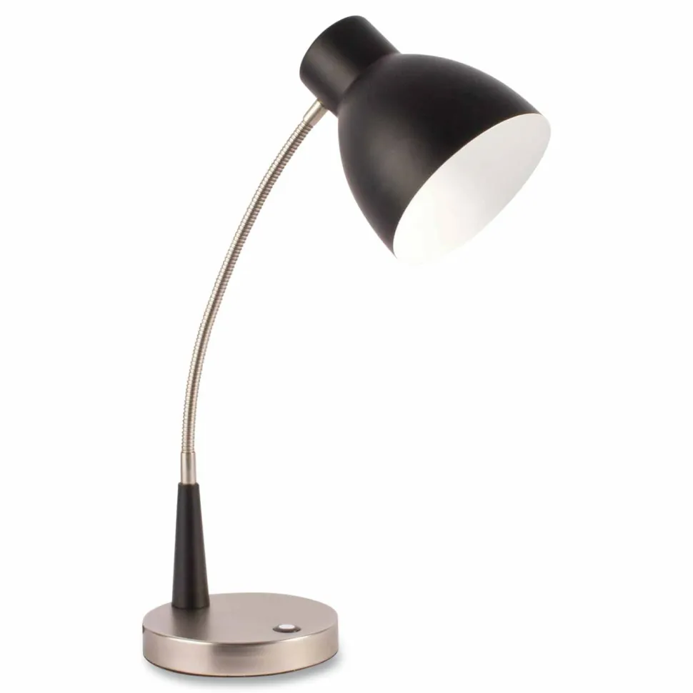 OttLite Wellness Series Adjust LED Desk Lamp, 3" to 22" High, Silver/Matte Black