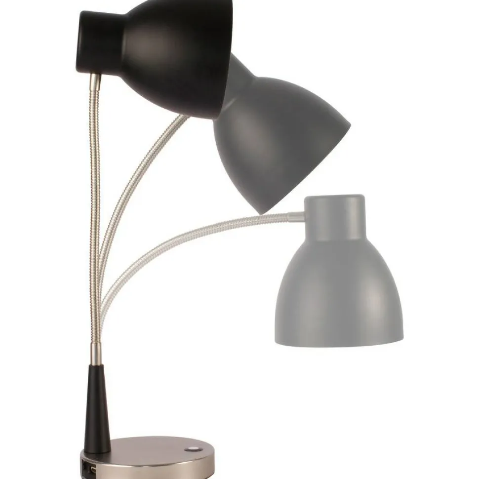 OttLite Wellness Series Adjust LED Desk Lamp, 3" to 22" High, Silver/Matte Black
