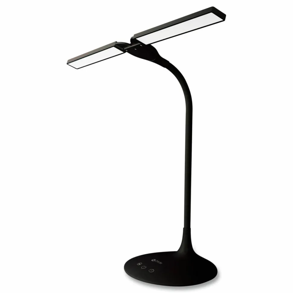 OttLite Wellness Series Pivot LED Desk Lamp with Dual Shades, 13.25" to 26" High, Black