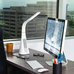 OttLite Wellness Series SanitizingPro LED Desk Lamp and UV Air Purifier, 15" to 25" High, White