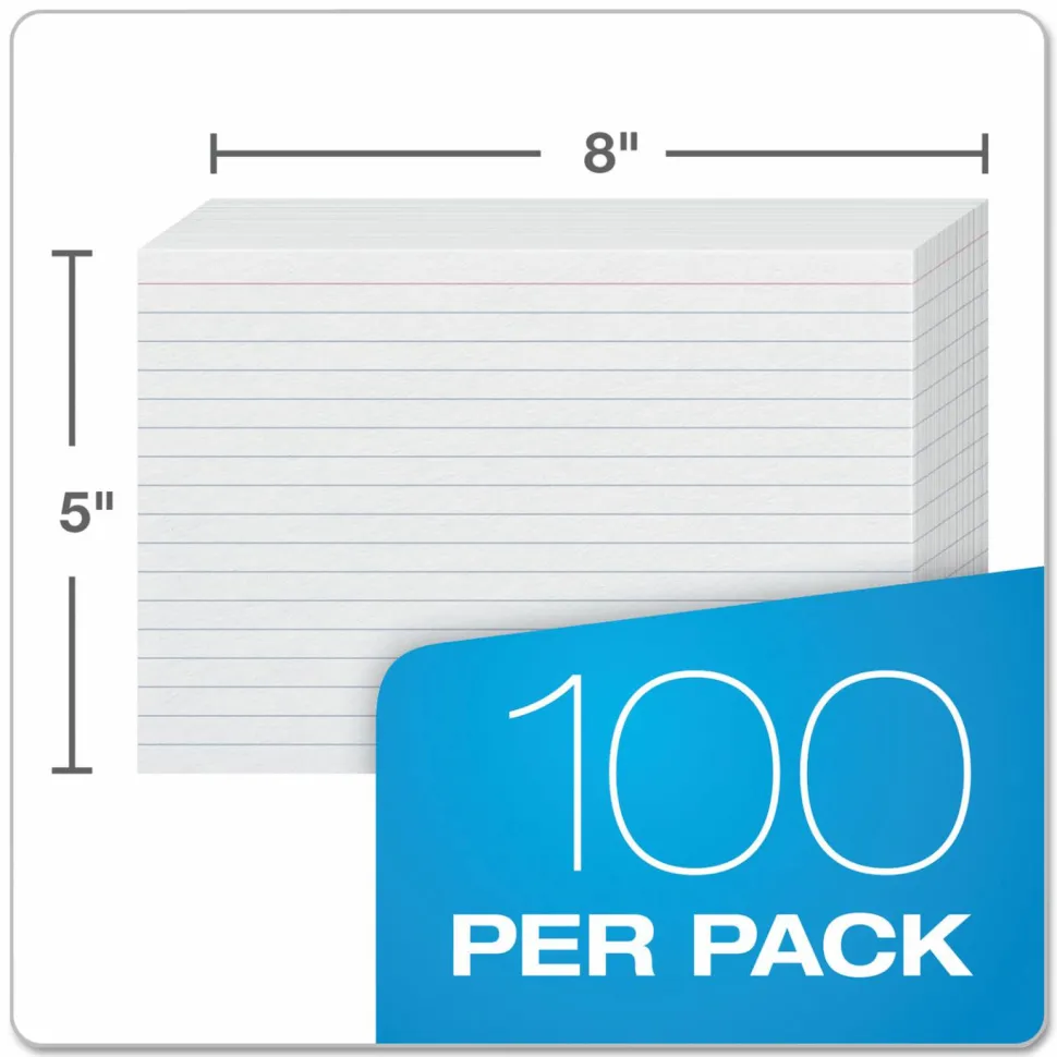 Oxford Brand White Index Cards, Ruled, 5" x 8", Pack Of 100
