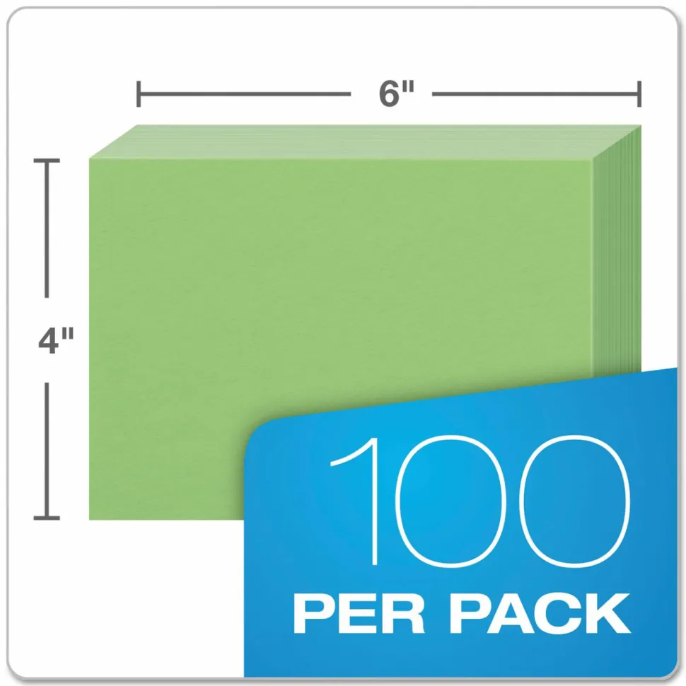 Oxford Color Index Cards, Unruled, 4" x 6", Green, Pack Of 100