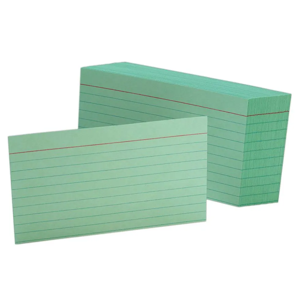 Oxford Color Index Cards, Ruled, 3" x 5", Green, Pack Of 100