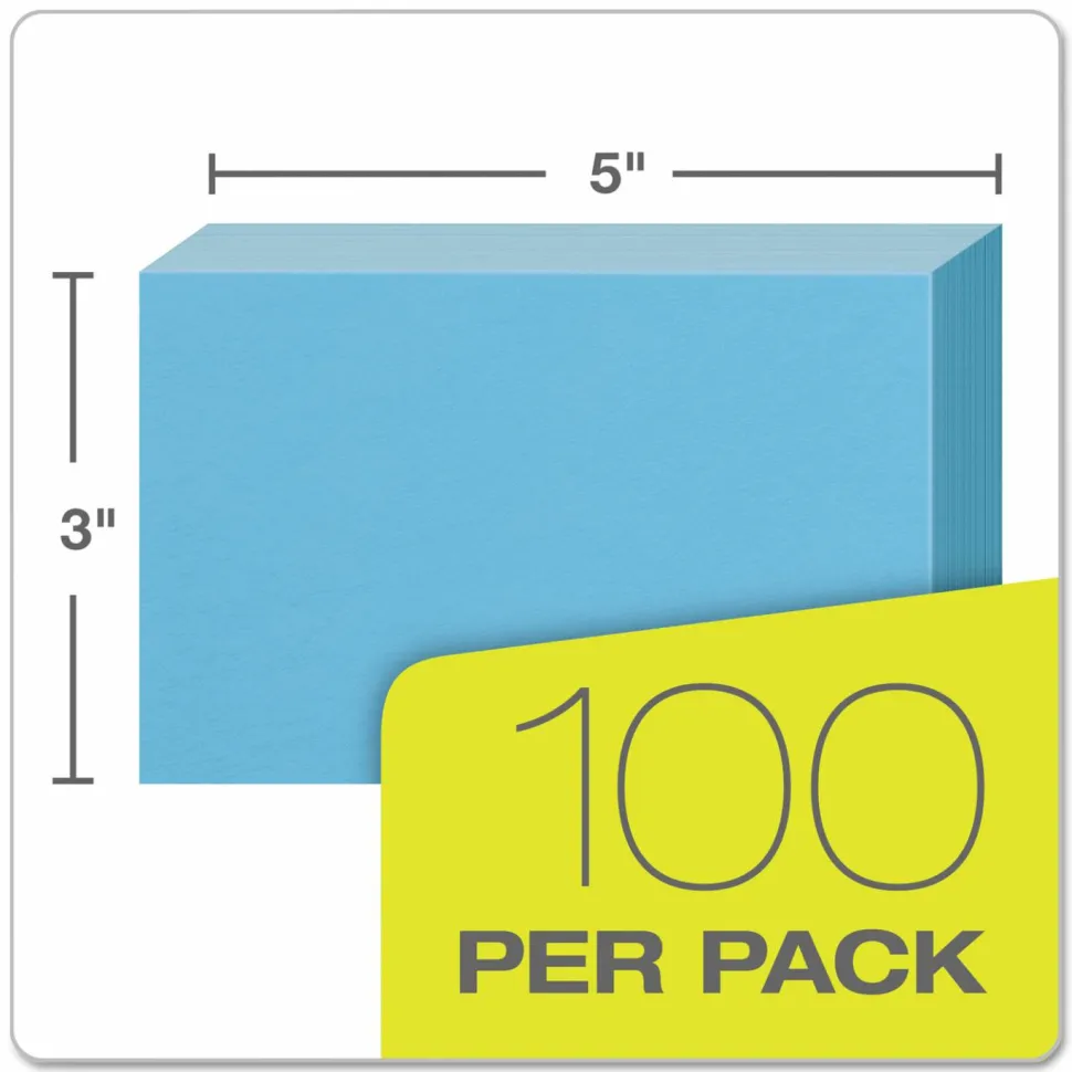 Oxford Color Index Cards, Unruled, 3" x 5", Blue, Pack Of 100