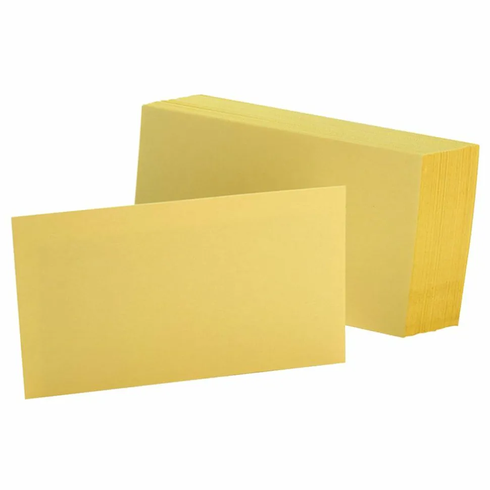 Oxford Color Index Cards, Unruled, 3" x 5", Canary, Pack Of 100