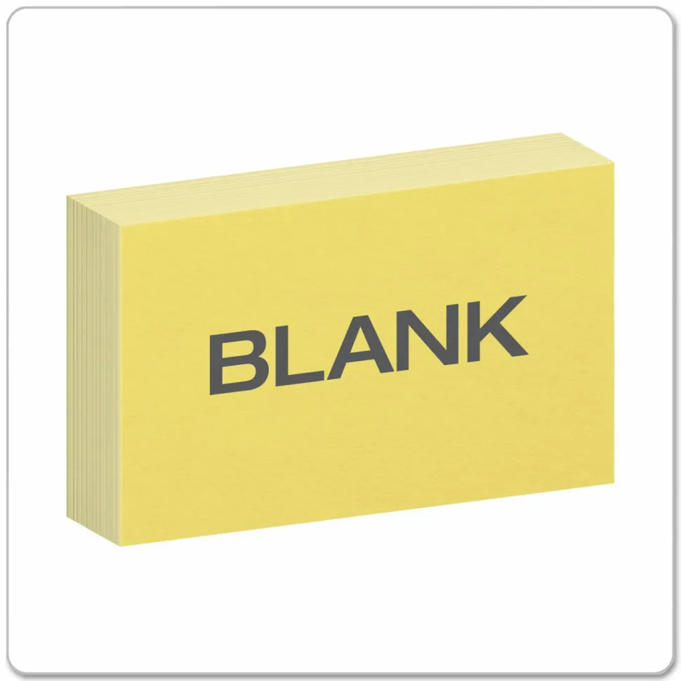 Oxford Color Index Cards, Unruled, 3" x 5", Canary, Pack Of 100