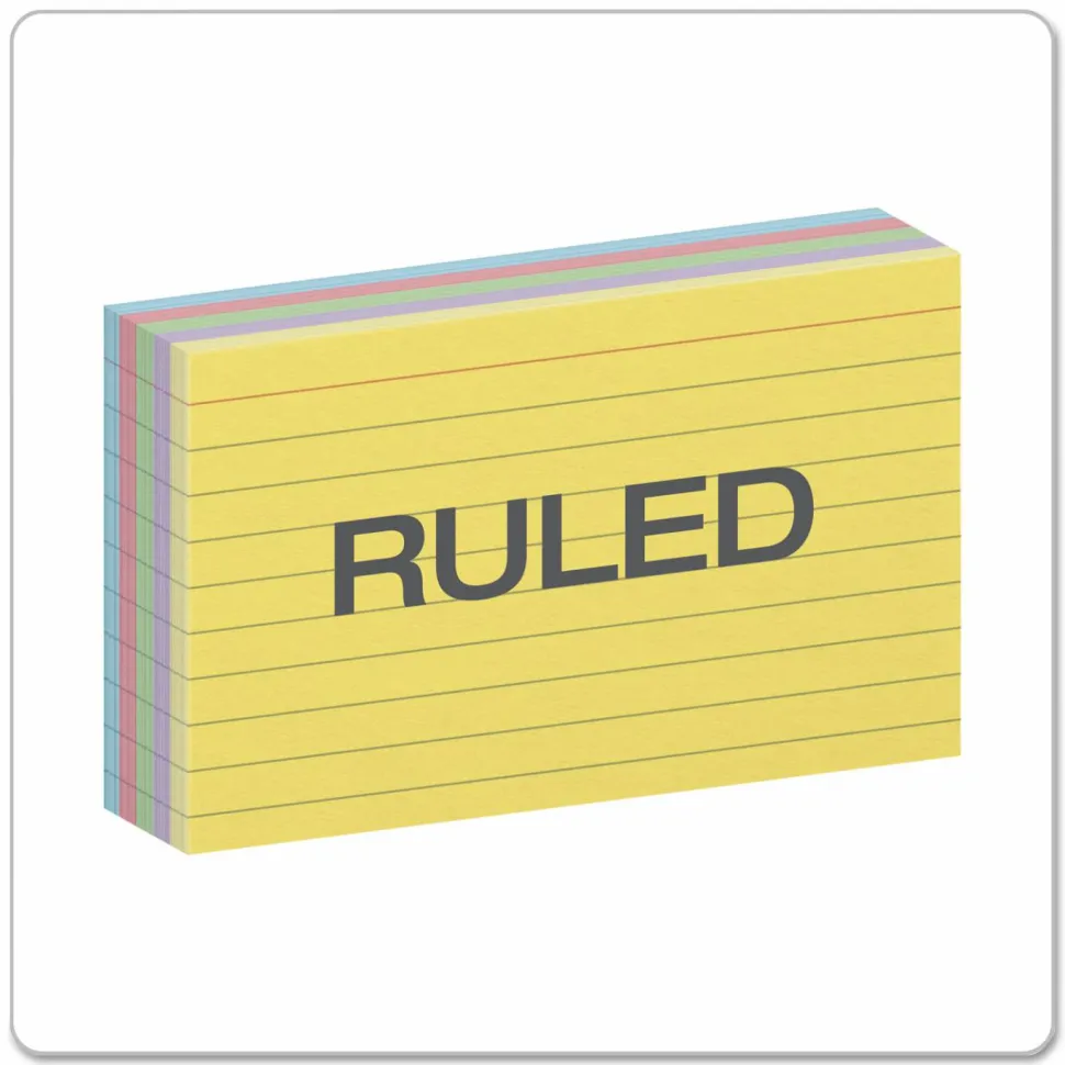 Oxford Index Cards, Ruled, 3" x 5", Assorted Pastels, Pack Of 100
