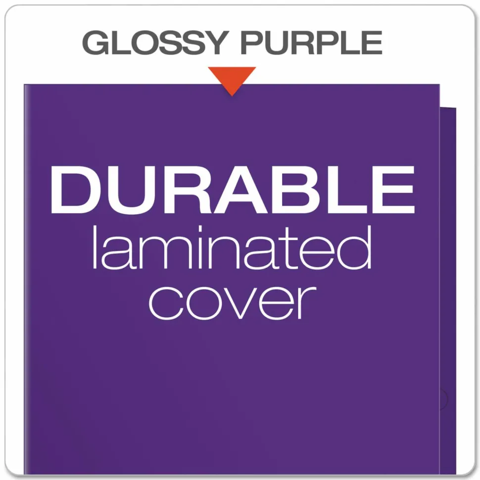 Oxford Laminated Twin-Pocket Folders, 8 1/2" x 11", Purple, Box Of 25