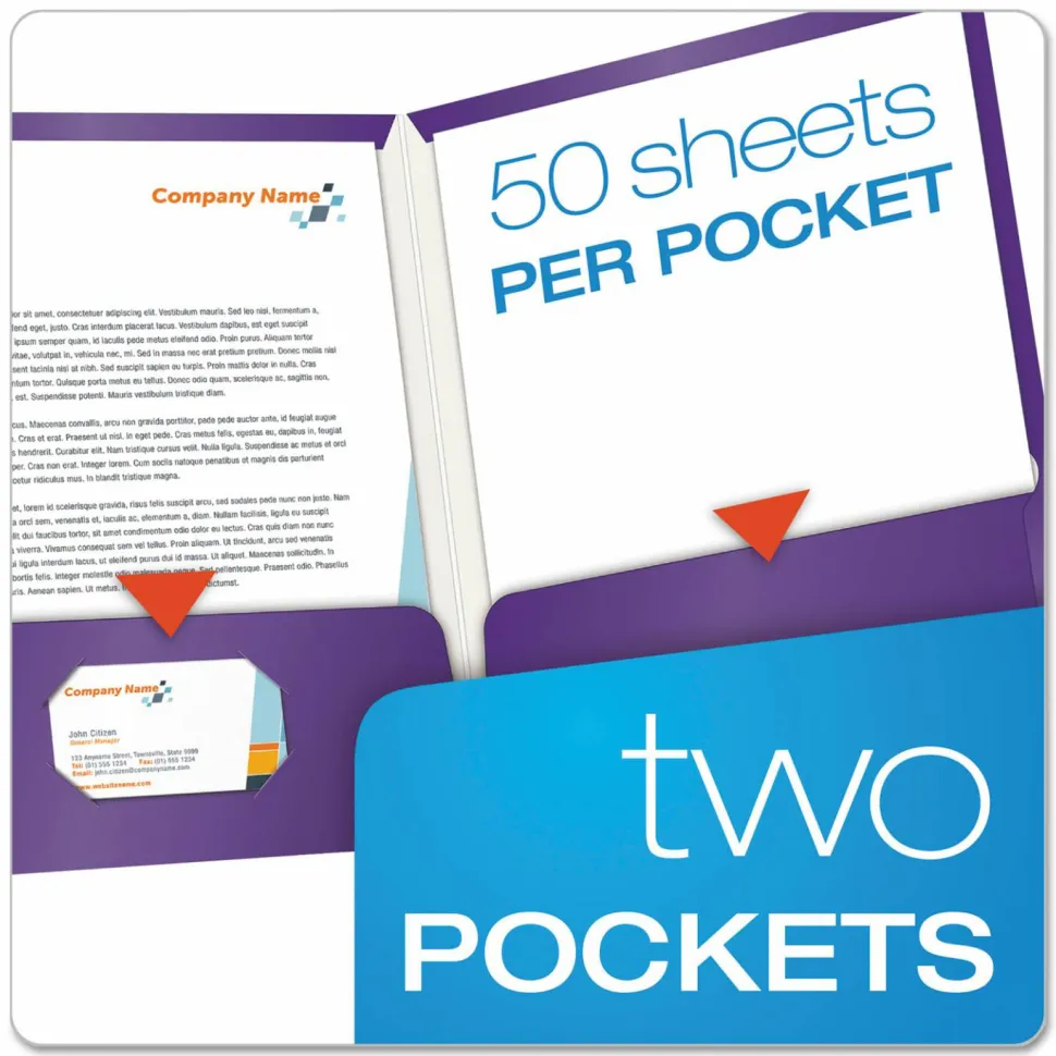 Oxford Laminated Twin-Pocket Folders, 8 1/2" x 11", Purple, Box Of 25