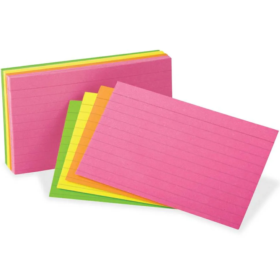 Oxford Neon Glow Ruled Index Cards