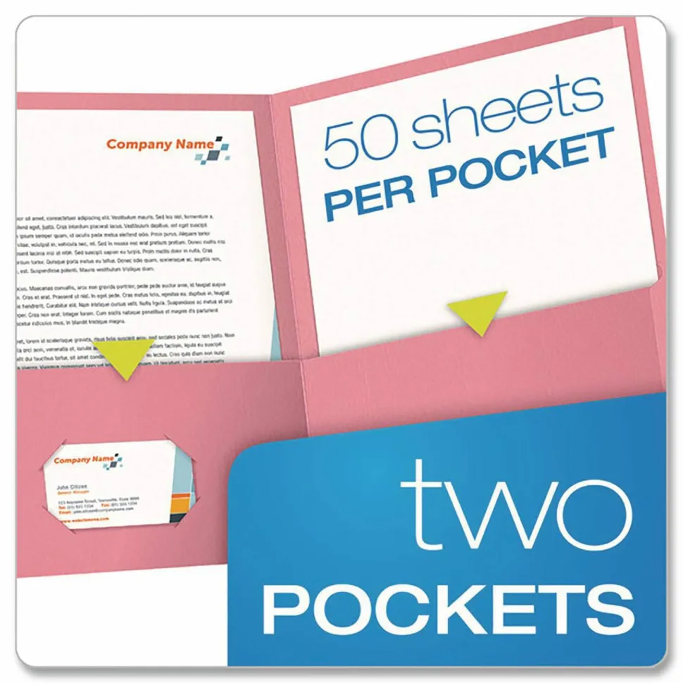 Oxford Twin-Pocket Portfolios, 8 1/2" x 11", Pink, Pack Of 25
