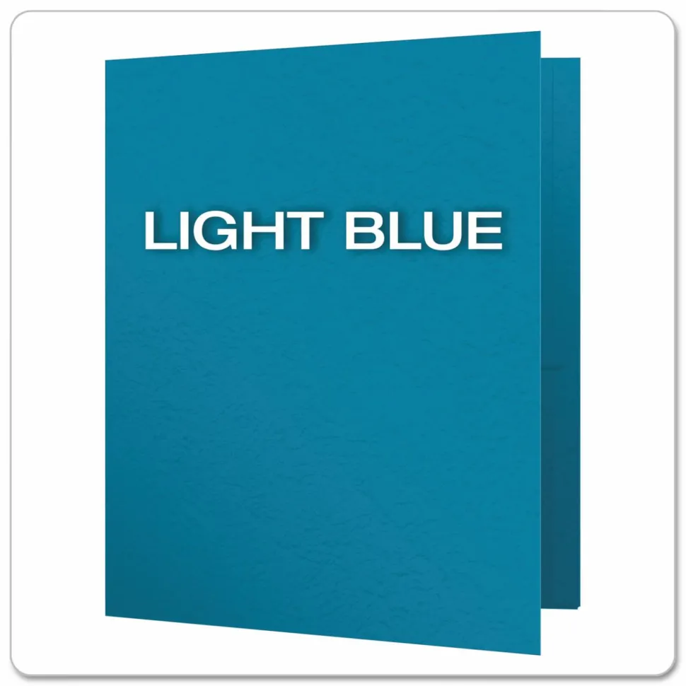 Oxford Twin-Pocket Portfolio With Fasteners, 8 1/2" x 11", Light Blue, Pack Of 25