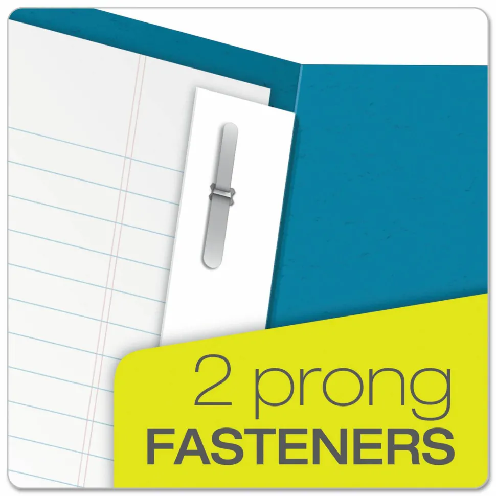 Oxford Twin-Pocket Portfolio With Fasteners, 8 1/2" x 11", Light Blue, Pack Of 25
