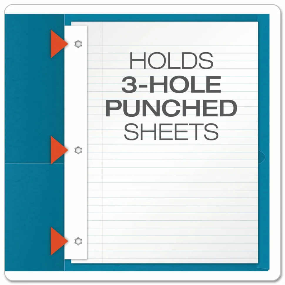 Oxford Twin-Pocket Portfolio With Fasteners, 8 1/2" x 11", Light Blue, Pack Of 25