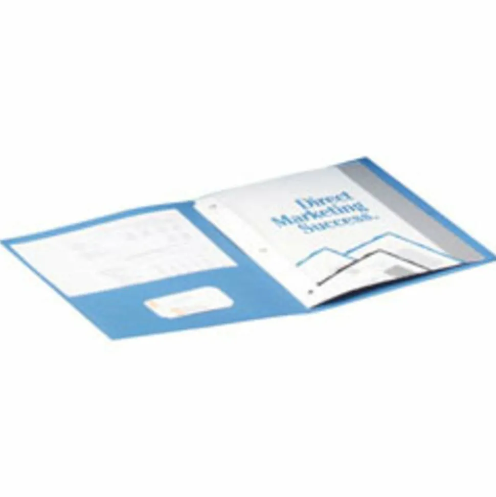 Oxford Twin-Pocket Portfolio With Fasteners, 8 1/2" x 11", Light Blue, Pack Of 25