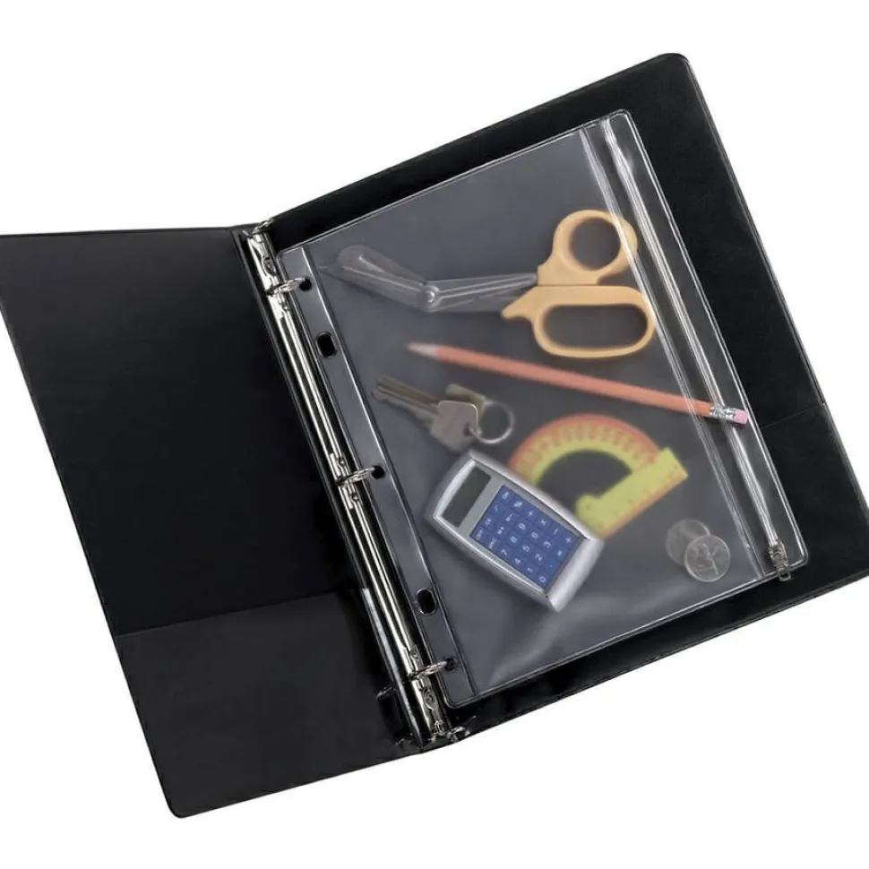 Oxford Zipper Binder Pocket, 2- to 5-Hole Punched, 8" x 10.5", Clear