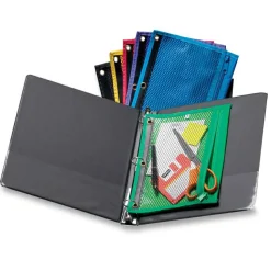 Oxford Zipper Binder Pockets - 7 1/2" x 10 1/2" Sheet - Ring Binder - Assorted - Vinyl - 1 Each