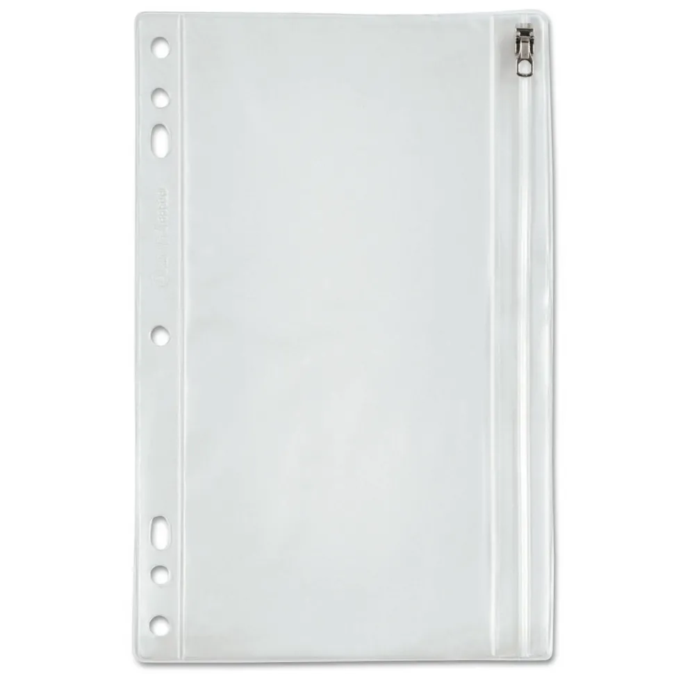 Oxford Zipper Binder Pocket, 2- to 5-Hole Punched, 6" x 9.5", Clear