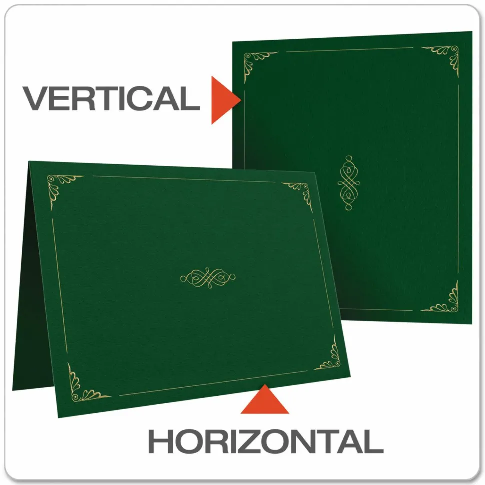 Oxford Certificate Holder, 11.25 x 8.75, Green, 5/Pack