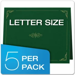 Oxford Certificate Holder, 11.25 x 8.75, Green, 5/Pack