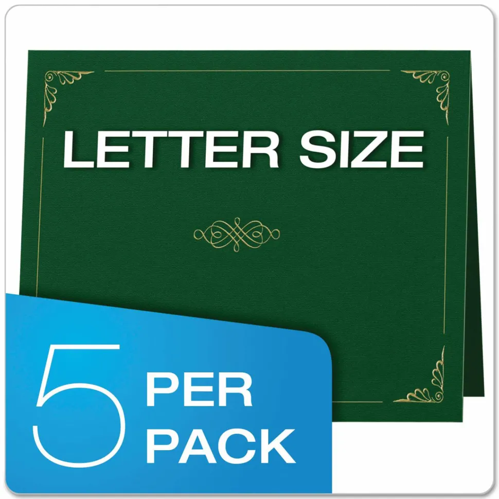 Oxford Certificate Holder, 11.25 x 8.75, Green, 5/Pack