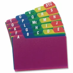Oxford Durable Poly A-Z Card Guides, 1/5-Cut Top Tab, A to Z, 5 x 8, Assorted Colors, 25/Set