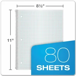 Oxford Earthwise by Oxford Recycled 1-Subject Notebook, Quad Rule (4 sq/in), Randomly Assorted Cover Color, (80) 11 x 8.5 Sheets