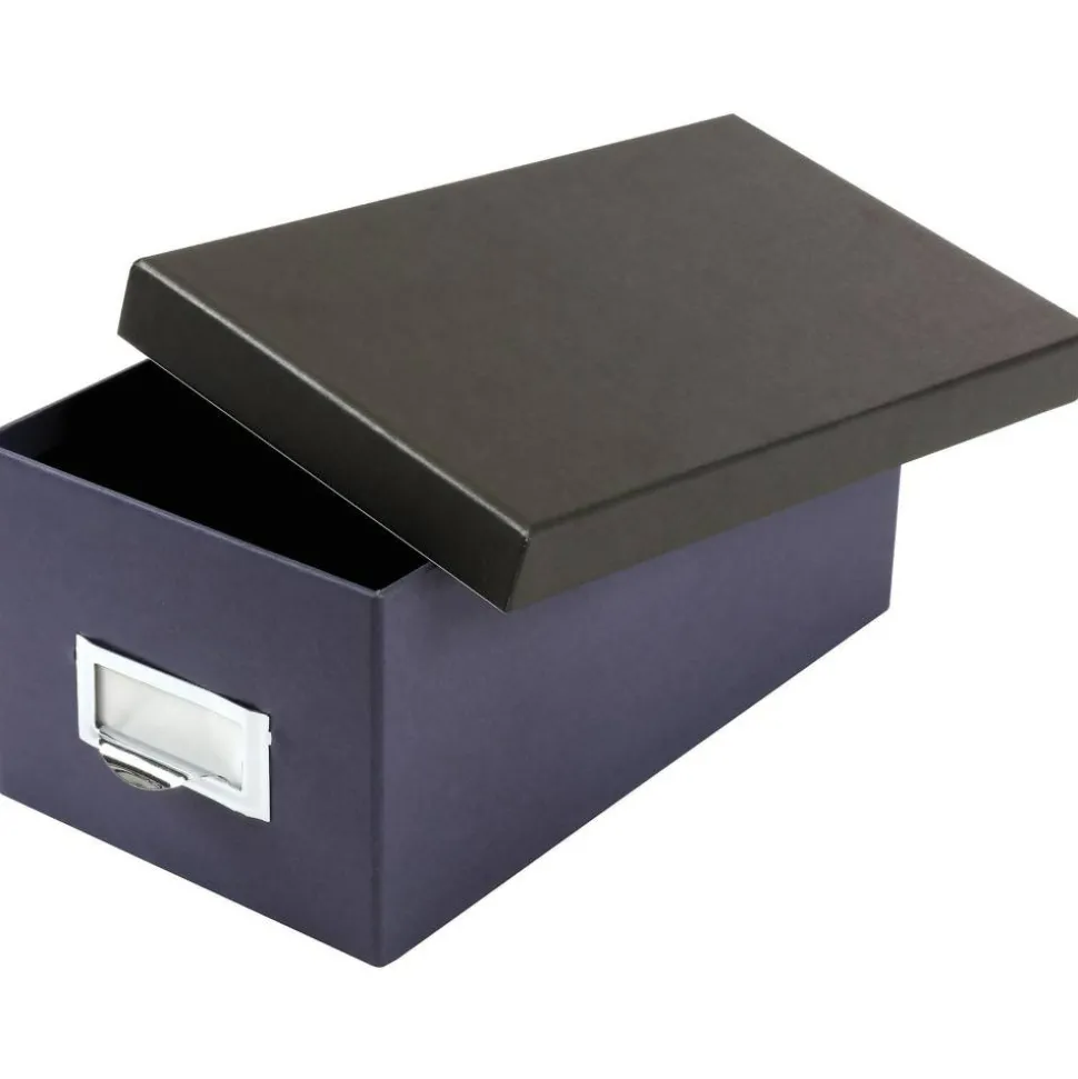 Oxford Index Card Storage Box, Holds 1,000 4 x 6 Cards, 6.5 x 11.5 x 5, Pressboard, Indigo/Black