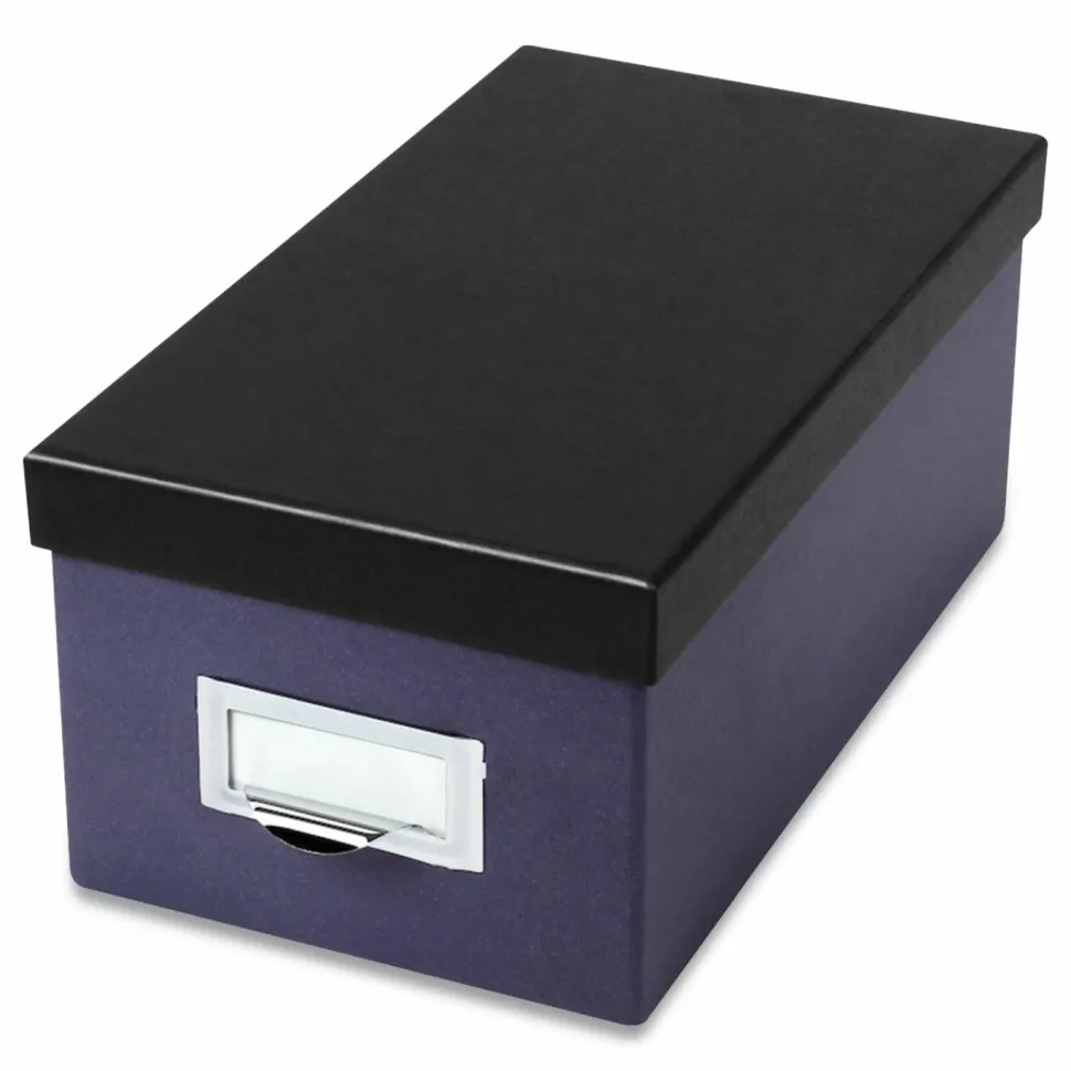 Oxford Index Card Storage Box, Holds 1,000 4 x 6 Cards, 6.5 x 11.5 x 5, Pressboard, Indigo/Black