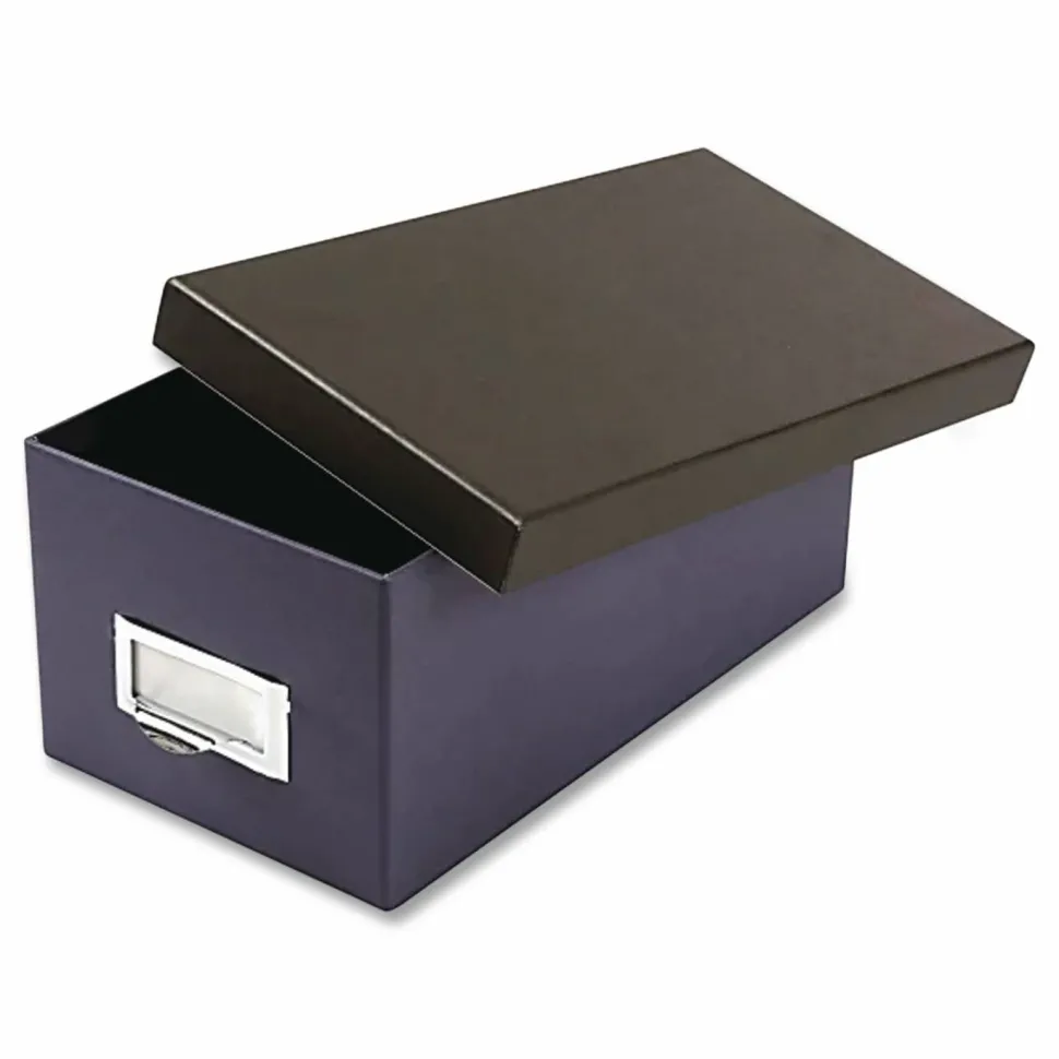Oxford Index Card Storage Box, Holds 1,000 4 x 6 Cards, 6.5 x 11.5 x 5, Pressboard, Indigo/Black