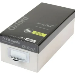 Oxford Index Card Storage Box, Holds 1,000 3 x 5 Cards, 5.5 x 11.5 x 3.88, Pressboard, Marble White/Black