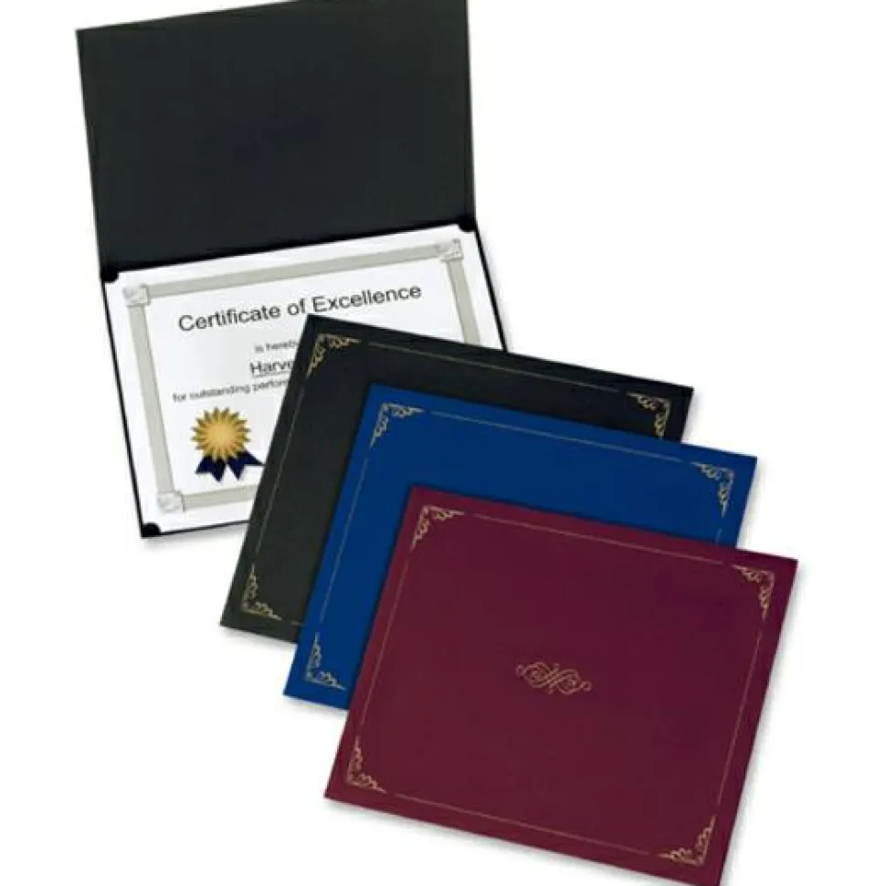 Oxford Letter Certificate Holder - 8 1/2" x 11" - Linen - Burgundy - Acid-free - 5 / Pack