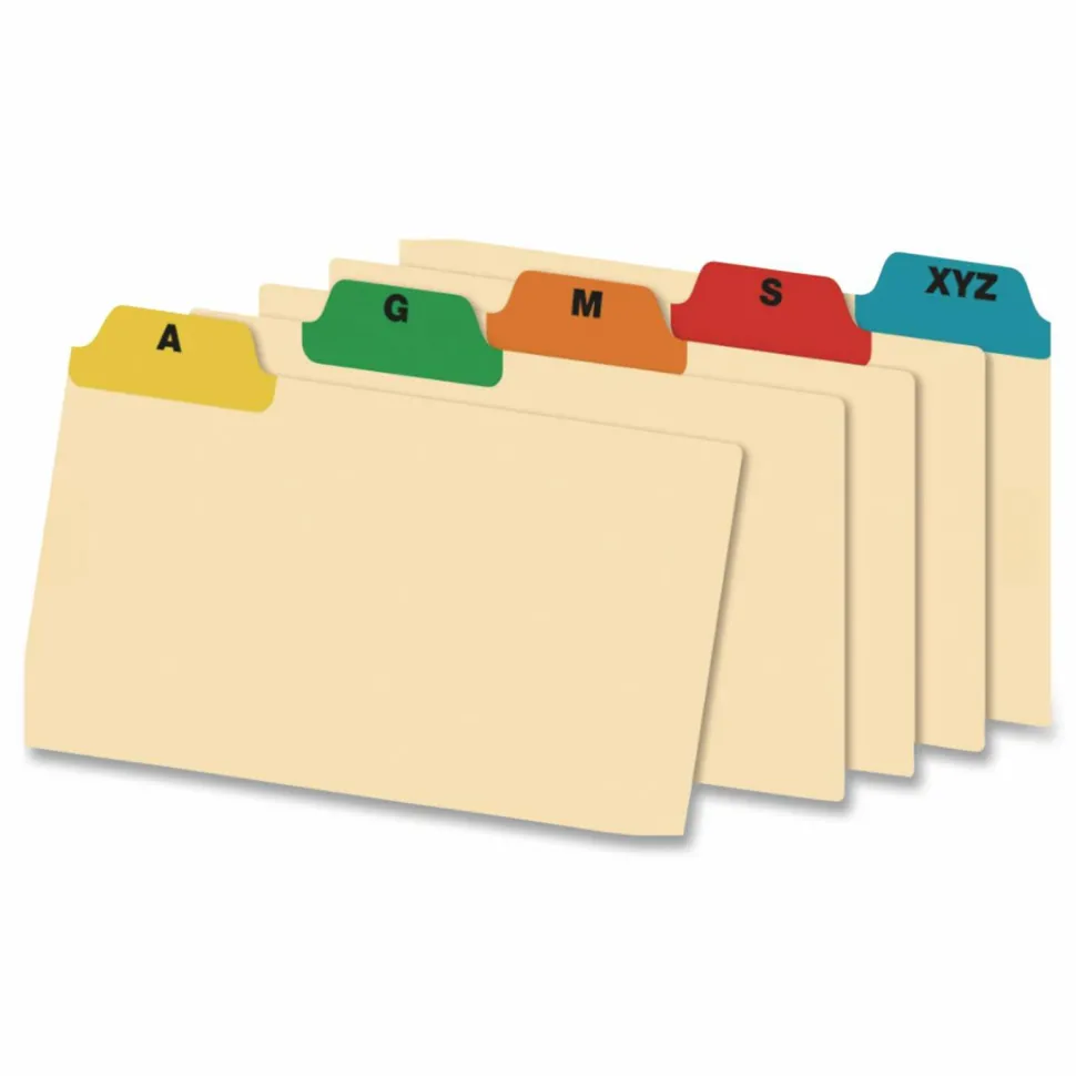 Oxford Manila Index Card Guides with Laminated Tabs, 1/5-Cut Top Tab, A to Z, 5 x 8, Manila, 25/Set