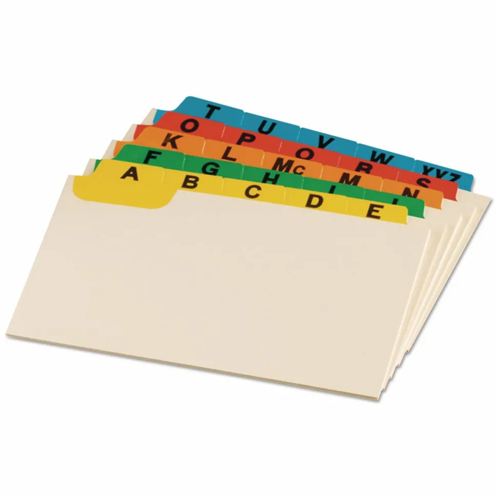 Oxford Manila Index Card Guides with Laminated Tabs, 1/5-Cut Top Tab, A to Z, 5 x 8, Manila, 25/Set