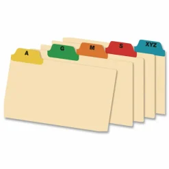Oxford Manila Index Card Guides with Laminated Tabs, 1/5-Cut Top Tab, A to Z, 4 x 6, Manila, 25/Set